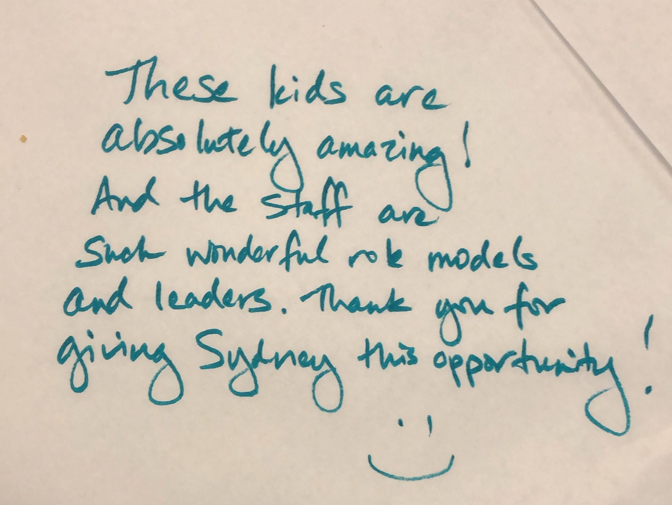 Note about inspiring youth